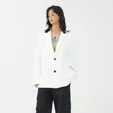 经典美拉德小西服外套简约韩版休闲宽松渐变单排扣垂感垫肩长袖西装 男女同款