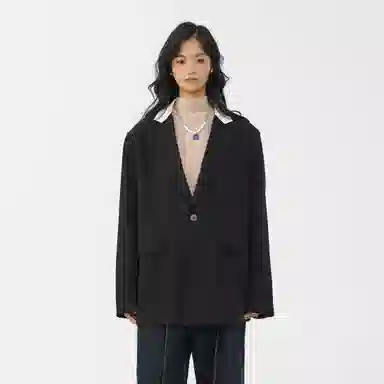 经典美拉德小西服外套简约韩版休闲宽松渐变单排扣垂感垫肩长袖西装 男女同款