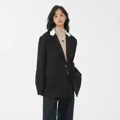 经典美拉德小西服外套简约韩版休闲宽松渐变单排扣垂感垫肩长袖西装 男女同款