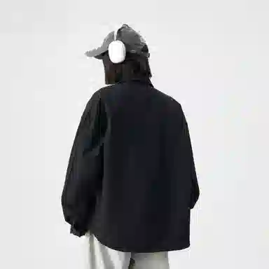 敦煌博物馆 日系复古纯色华夫格舒适百搭休闲翻领长袖衬衫 男女同款