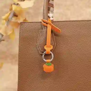 后鸟 【柿柿如意】迷你柿子可爱真皮手工包包挂饰吊饰呆萌小众个性优雅高级感轻奢原创小清新文艺简约新中式 羊皮 挂件 男女同款情侣款