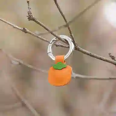 后鸟 【柿柿如意】迷你柿子可爱真皮手工包包挂饰吊饰呆萌小众个性优雅高级感轻奢原创小清新文艺简约新中式 羊皮 挂件 男女同款情侣款