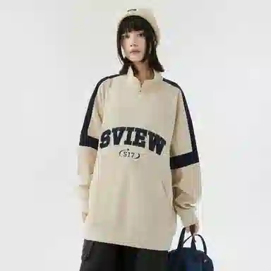 S.view Retro Colorblock Embroidered Corduroy Pullover