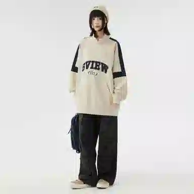 S.view Retro Colorblock Embroidered Corduroy Pullover
