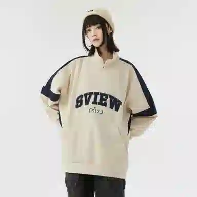 S.view Retro Colorblock Embroidered Corduroy Pullover