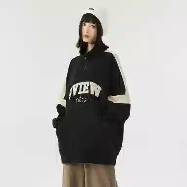 S.view Retro Colorblock Embroidered Corduroy Pullover