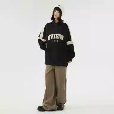 S.view Retro Colorblock Embroidered Corduroy Pullover