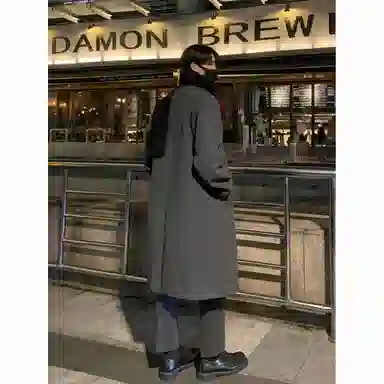 英伦轻熟风经典简约纯色双排扣外套休闲宽松百搭痞帅中长款通勤风衣 男女同款