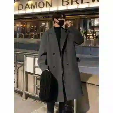 英伦轻熟风经典简约纯色双排扣外套休闲宽松百搭痞帅中长款通勤风衣 男女同款