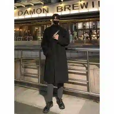 英伦轻熟风经典简约纯色双排扣外套休闲宽松百搭痞帅中长款通勤风衣 男女同款