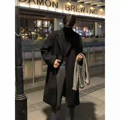 英伦轻熟风经典简约纯色双排扣外套休闲宽松百搭痞帅中长款通勤风衣 男女同款