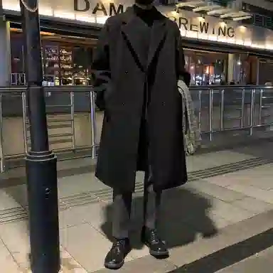 英伦轻熟风经典简约纯色双排扣外套休闲宽松百搭痞帅中长款通勤风衣 男女同款