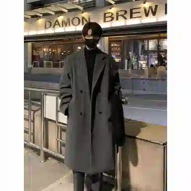 英伦轻熟风经典简约纯色双排扣外套休闲宽松百搭痞帅中长款通勤风衣 男女同款