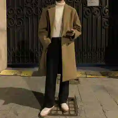 英伦轻熟风经典简约纯色双排扣外套休闲宽松百搭痞帅中长款通勤风衣 男女同款