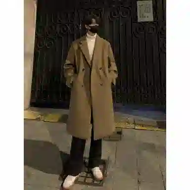 英伦轻熟风经典简约纯色双排扣外套休闲宽松百搭痞帅中长款通勤风衣 男女同款