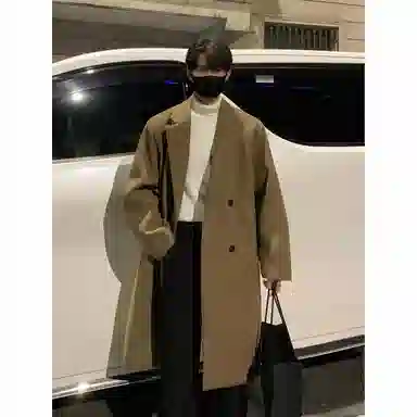 英伦轻熟风经典简约纯色双排扣外套休闲宽松百搭痞帅中长款通勤风衣 男女同款