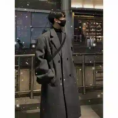 英伦轻熟风经典简约纯色双排扣外套休闲宽松百搭痞帅中长款通勤风衣 男女同款