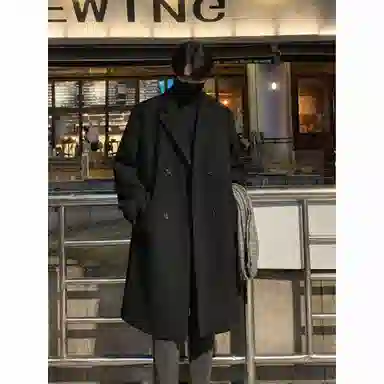 英伦轻熟风经典简约纯色双排扣外套休闲宽松百搭痞帅中长款通勤风衣 男女同款