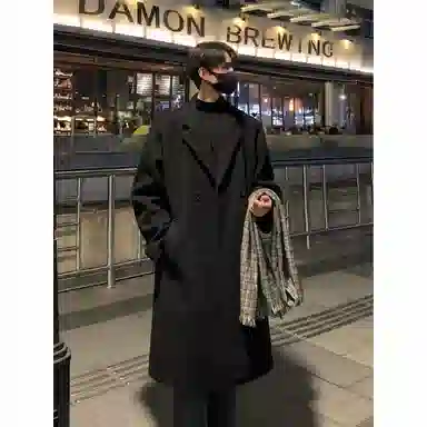 英伦轻熟风经典简约纯色双排扣外套休闲宽松百搭痞帅中长款通勤风衣 男女同款