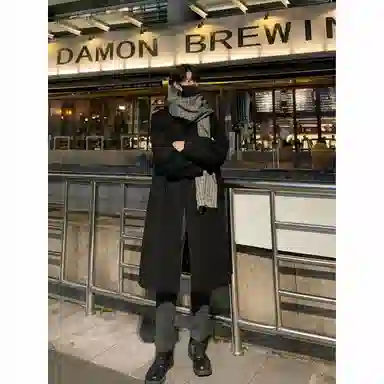 英伦轻熟风经典简约纯色双排扣外套休闲宽松百搭痞帅中长款通勤风衣 男女同款