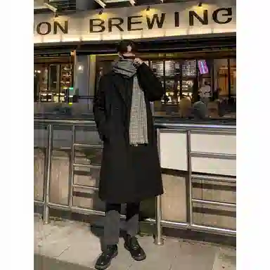 英伦轻熟风经典简约纯色双排扣外套休闲宽松百搭痞帅中长款通勤风衣 男女同款