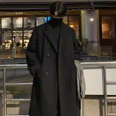 英伦轻熟风经典简约纯色双排扣外套休闲宽松百搭痞帅中长款通勤风衣 男女同款