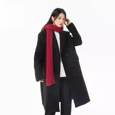 美式复古基础款纯色宽松通勤百搭落肩舒适中长款纯色大口袋双排扣西装领韩版厚款休闲直筒长款大衣 男女同款