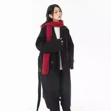 美式复古基础款纯色宽松通勤百搭落肩舒适中长款纯色大口袋双排扣西装领韩版厚款休闲直筒长款大衣 男女同款