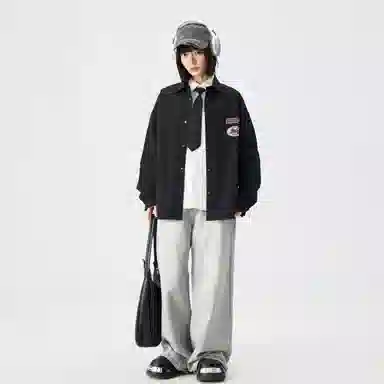 敦煌博物馆 日系复古纯色华夫格舒适百搭休闲翻领长袖衬衫 男女同款