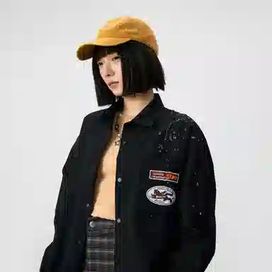 敦煌博物馆 日系复古纯色华夫格舒适百搭休闲翻领长袖衬衫 男女同款