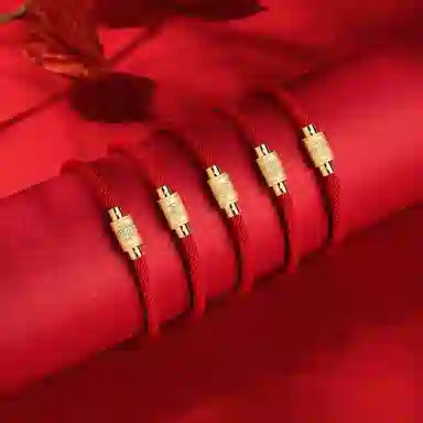 灰鱼 十二生肖手绳新中式国潮风简约单蛇年本命年太岁年转运珠手工编织编制金色红色黑色叠戴小众高级感好运 合金 手链 男女同款情侣款