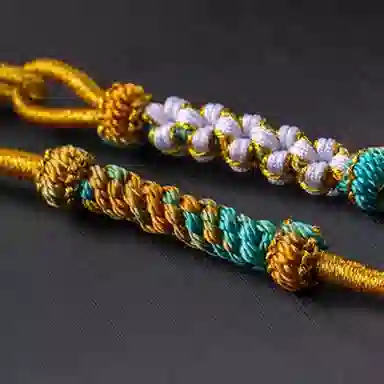 谧月珠宝 新中式国潮轻奢精致甜美大气优雅千里江山八股精编纯手工编织绳百搭毛衣链可穿珠子高级感好运 编绳 项链 男女同款情侣款