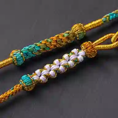 谧月珠宝 新中式国潮轻奢精致甜美大气优雅千里江山八股精编纯手工编织绳百搭毛衣链可穿珠子高级感好运 编绳 项链 男女同款情侣款