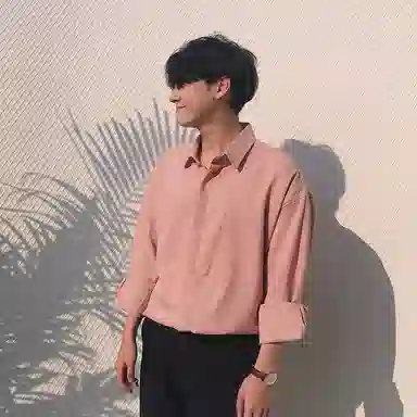 我是大卫 纯色透气百搭通勤单排扣长袖衬衫 男女同款