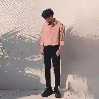 我是大卫 纯色透气百搭通勤单排扣长袖衬衫 男女同款