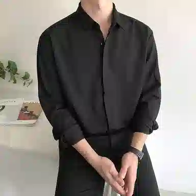 我是大卫 纯色透气百搭通勤单排扣长袖衬衫 男女同款