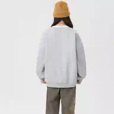 冰飞 美式嘻哈学院风基础简约纯色休闲宽松落肩学生上衣舒适打底圆领套头卫衣 男女同款