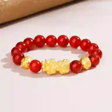 【耀眼出彩】 老凤祥 貔貅送福招财进宝#好运 新国风复古国潮转运珠小众时尚简约百搭 玛瑙 玉石手串 男女同款情侣款