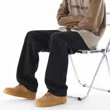 FALIAMS Vintage Washed Loose Straight Jeans