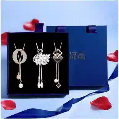 缔晶 精致轻奢加长款天鹅礼盒 优雅时尚造型感外套 合金 项链 女款