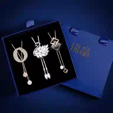 缔晶 精致轻奢加长款天鹅礼盒 优雅时尚造型感外套 合金 项链 女款