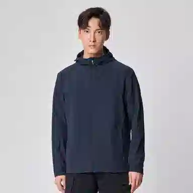 探路者 纯色拉链开衫连帽长袖夹克 男款