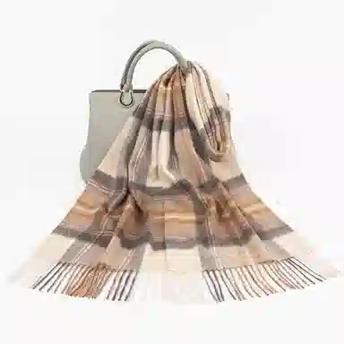 上海故事 通用款粗纺格子羊绒多种颜色 绒线围巾 女款