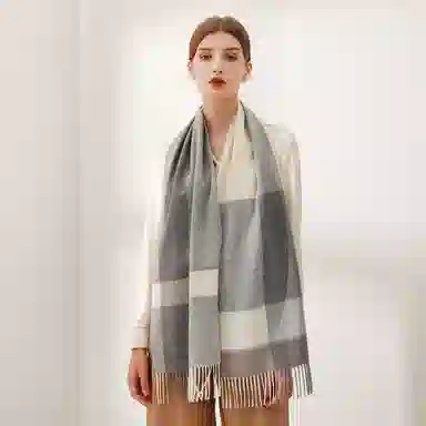 上海故事 通用款粗纺格子羊绒多种颜色 绒线围巾 女款