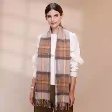 上海故事 通用款粗纺格子羊绒多种颜色 绒线围巾 女款