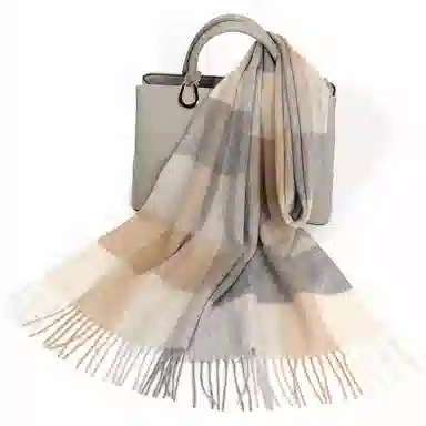 上海故事 通用款粗纺格子羊绒多种颜色 绒线围巾 女款