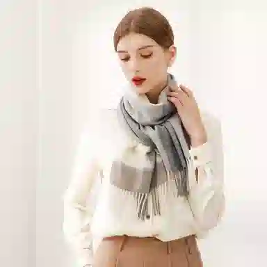 上海故事 通用款粗纺格子羊绒多种颜色 绒线围巾 女款