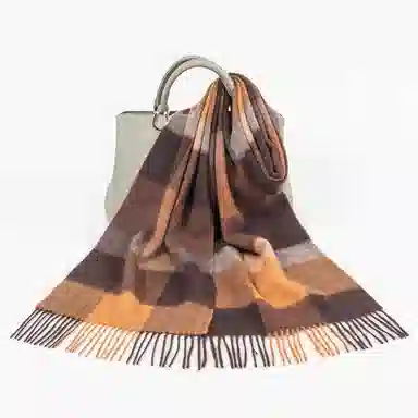 上海故事 通用款粗纺格子羊绒多种颜色 绒线围巾 女款