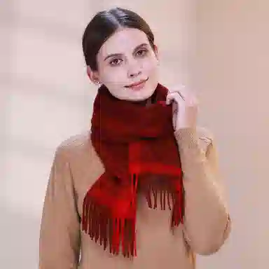 上海故事 通用款粗纺格子羊绒多种颜色 绒线围巾 女款