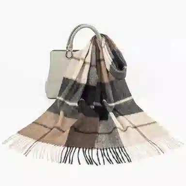 上海故事 通用款粗纺格子羊绒多种颜色 绒线围巾 女款